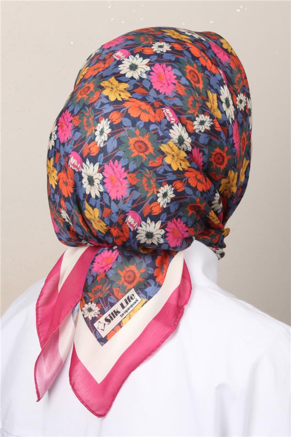 Silk Life Soft Pamuk Eşarp 4132-8 Fuşya