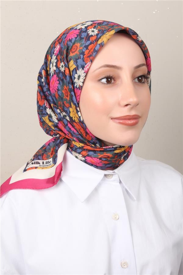 Silk Life Soft Pamuk Eşarp 4132-8 Fuşya