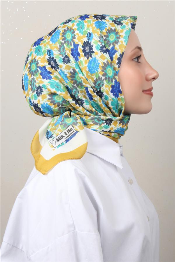 Silk Life Soft Pamuk Eşarp 4132-9 Açık Hardal 