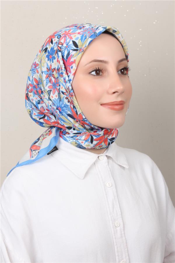 Silk Life Soft Pamuk Eşarp 4133-11 Açık Mavi