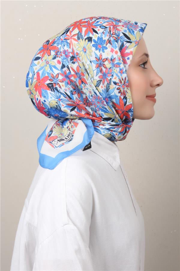 Silk Life Soft Pamuk Eşarp 4133-11 Açık Mavi