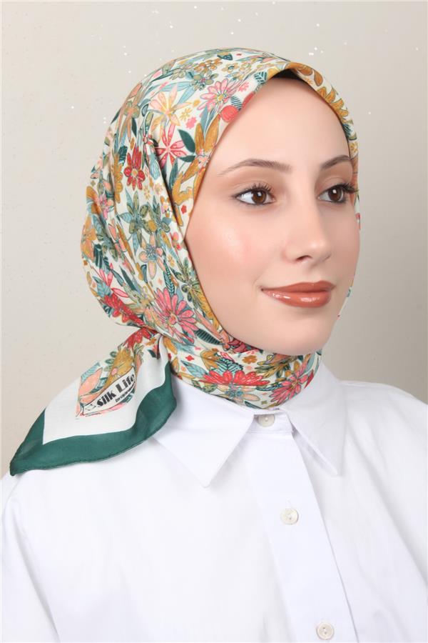 Silk Life Soft Pamuk Eşarp 4133-2 Zümrüt