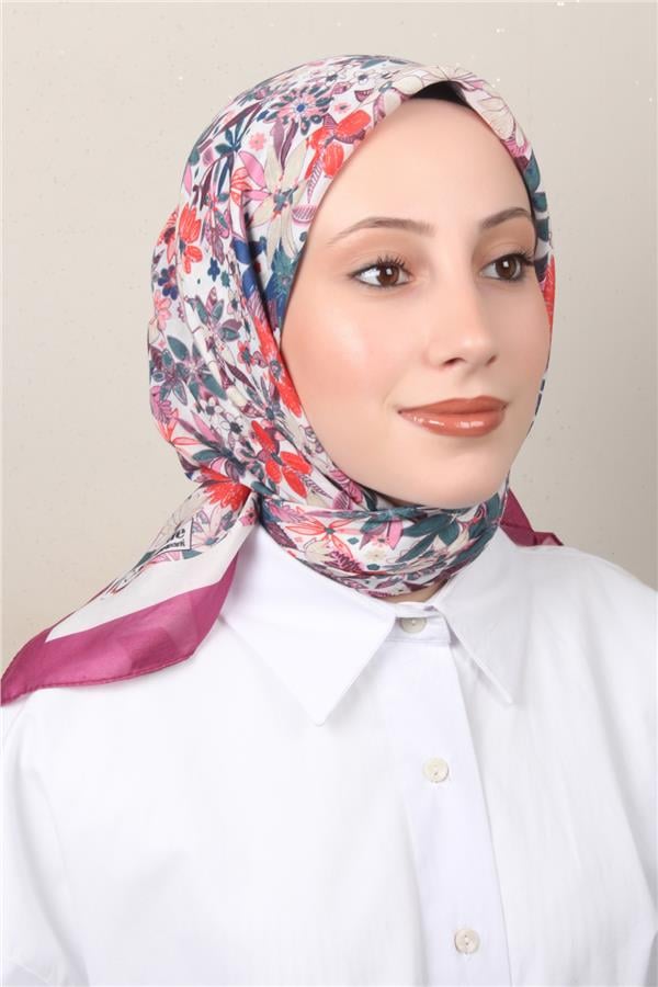 Silk Life Soft Pamuk Eşarp 4133-4 Mürdüm