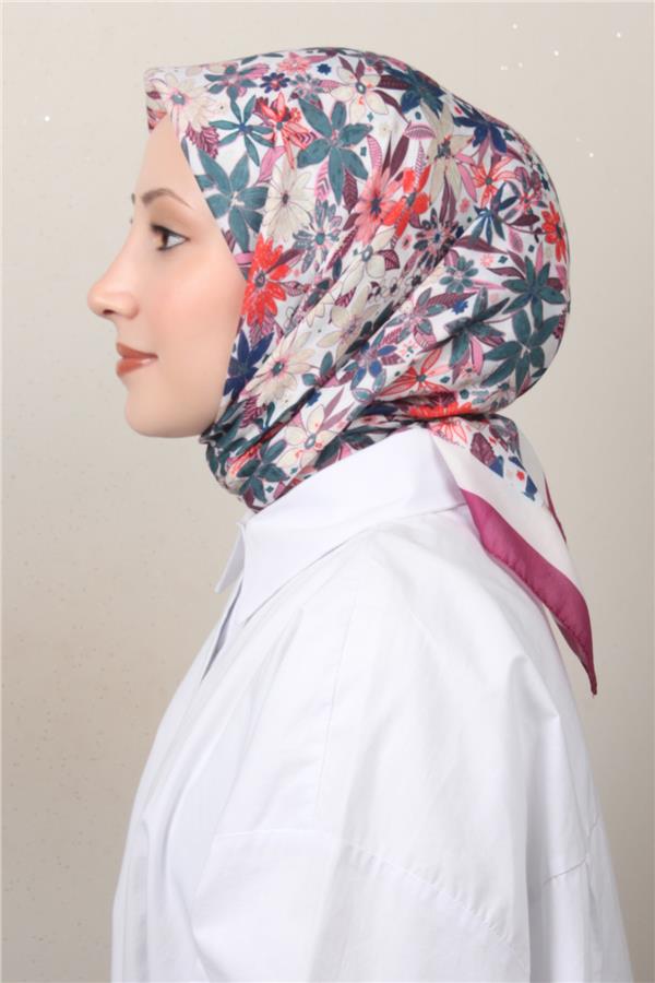 Silk Life Soft Pamuk Eşarp 4133-4 Mürdüm