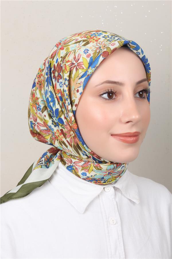 Silk Life Soft Pamuk Eşarp 4133-5 Asker Yeşili 