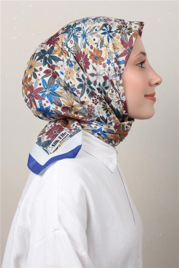 Silk Life Soft Pamuk Eşarp 4133-6 Saks