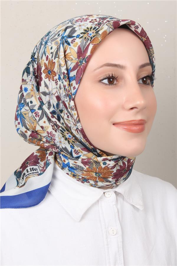 Silk Life Soft Pamuk Eşarp 4133-6 Saks