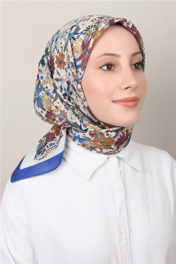 Silk Life Soft Pamuk Eşarp 4133-6 Saks