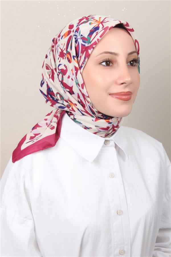 Silk Life Soft Pamuk Eşarp 4134-1 Fuşya 