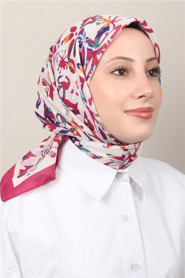 Silk Life Soft Pamuk Eşarp 4134-1 Fuşya 