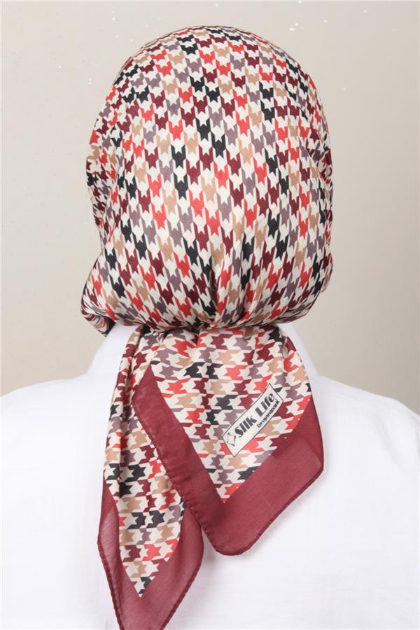 Silk Life Soft Pamuk Eşarp 4140-3 Bordo 