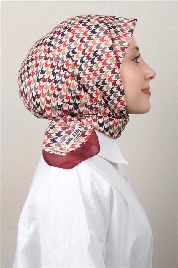 Silk Life Soft Pamuk Eşarp 4140-3 Bordo 