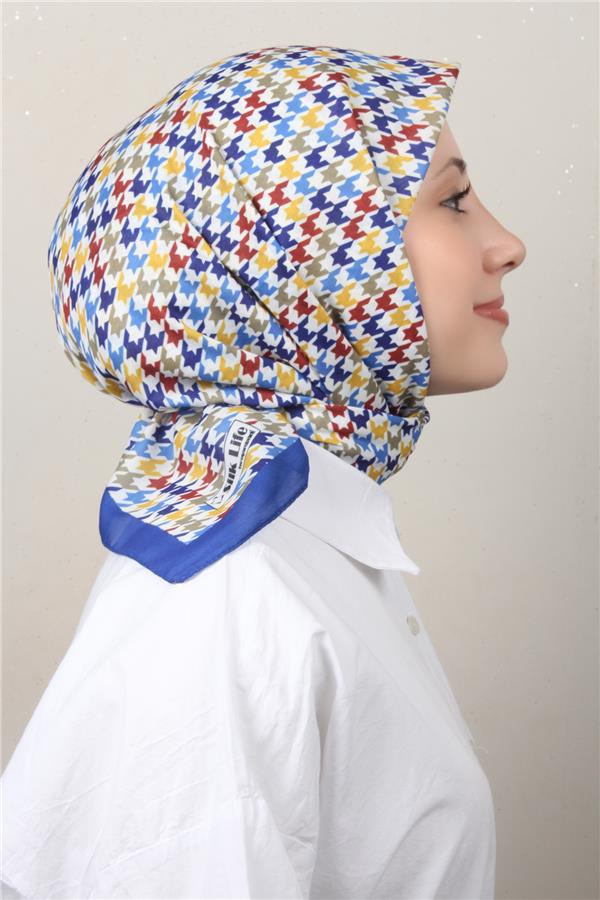 Silk Life Soft Pamuk Eşarp 4140-4 Saks Mavisi 