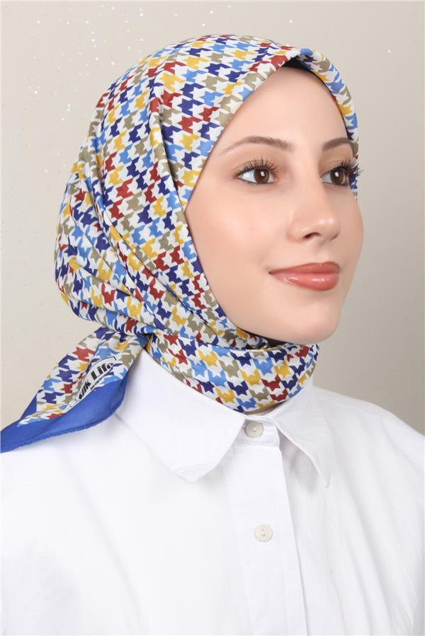 Silk Life Soft Pamuk Eşarp 4140-4 Saks Mavisi 