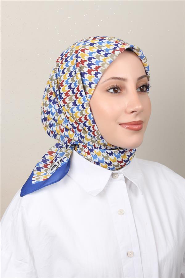 Silk Life Soft Pamuk Eşarp 4140-4 Saks Mavisi 