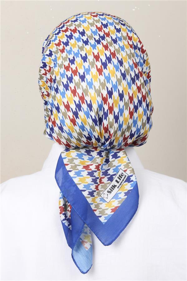 Silk Life Soft Pamuk Eşarp 4140-4 Saks Mavisi 