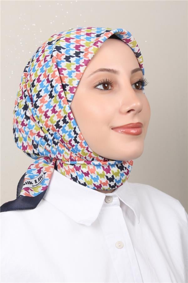 Silk Life Soft Pamuk Eşarp 4140-5 Lacivert 