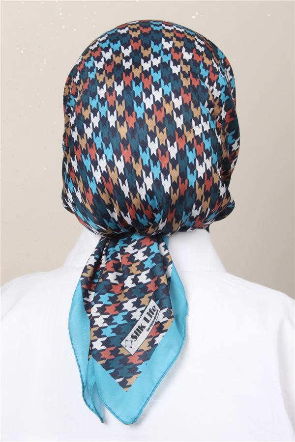 Silk Life Soft Pamuk Eşarp 4140-7 Petrol Mavisi 