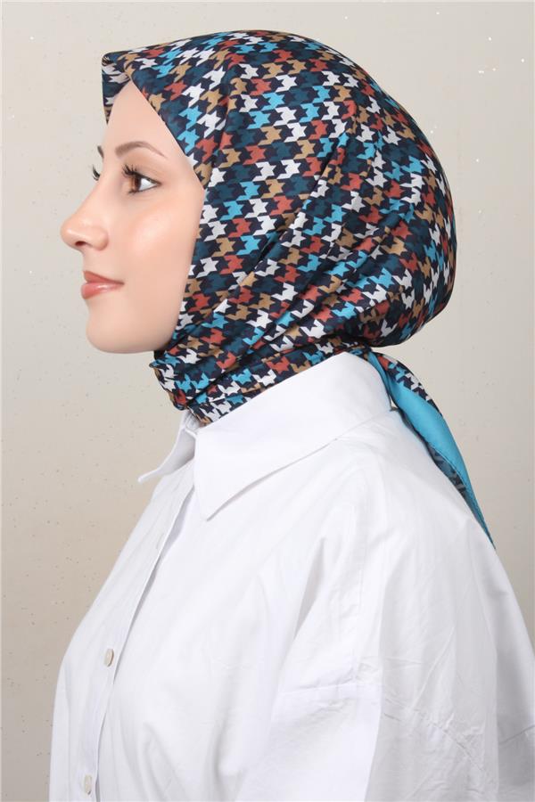 Silk Life Soft Pamuk Eşarp 4140-7 Petrol Mavisi 