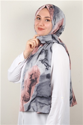 Soft Touch Şal 2744-4 Gri-Pembe