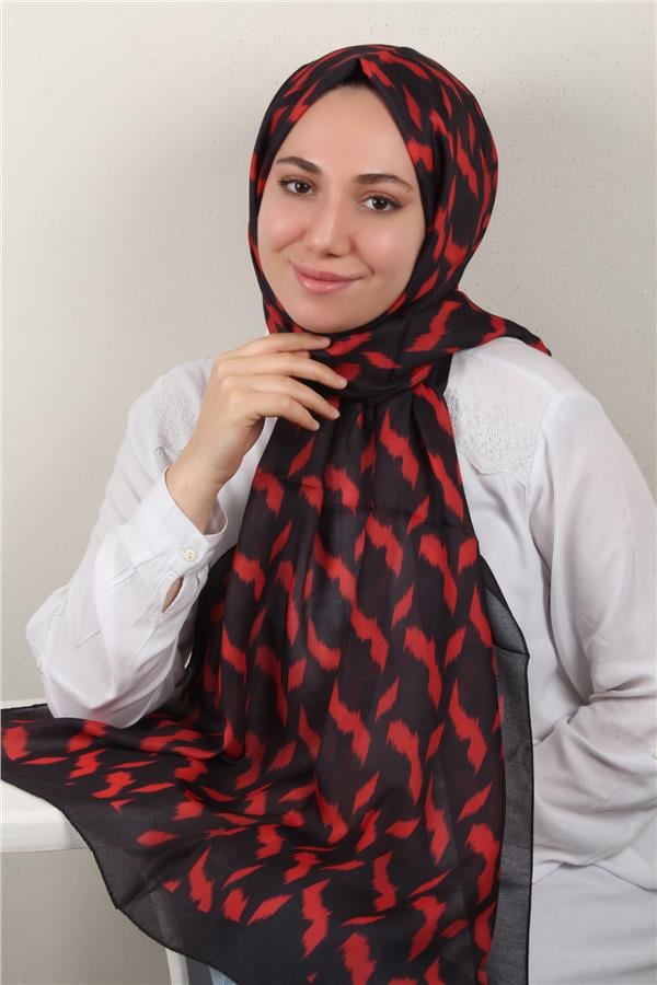 Soft Touch Şal 2776-14 Siyah-Kırmızı