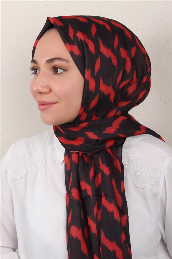 Soft Touch Şal 2776-14 Siyah-Kırmızı