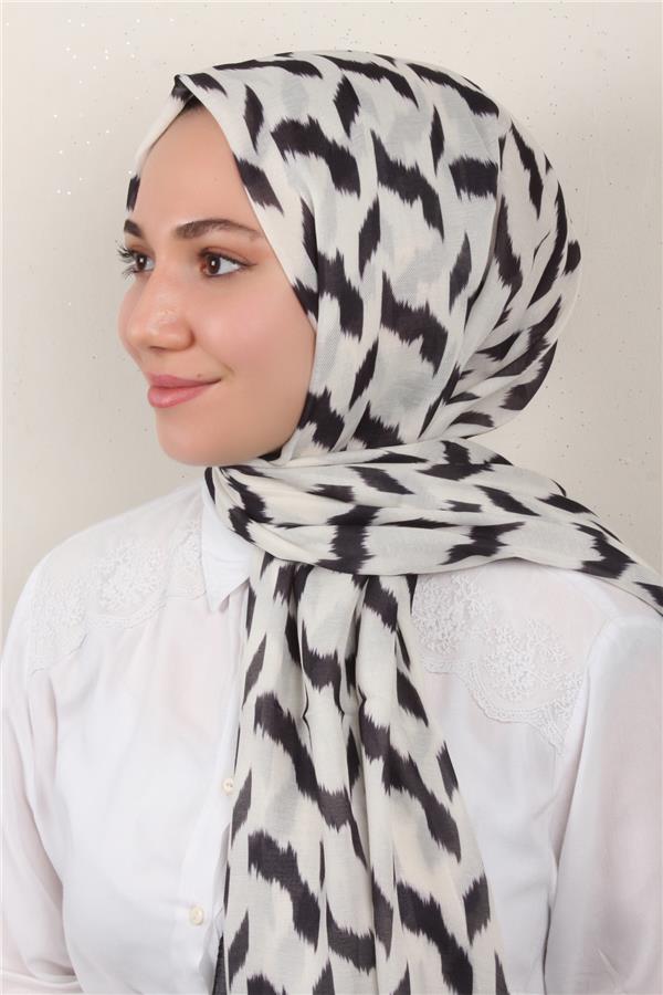 Soft Touch Şal 2776-16 Siyah-Ekru