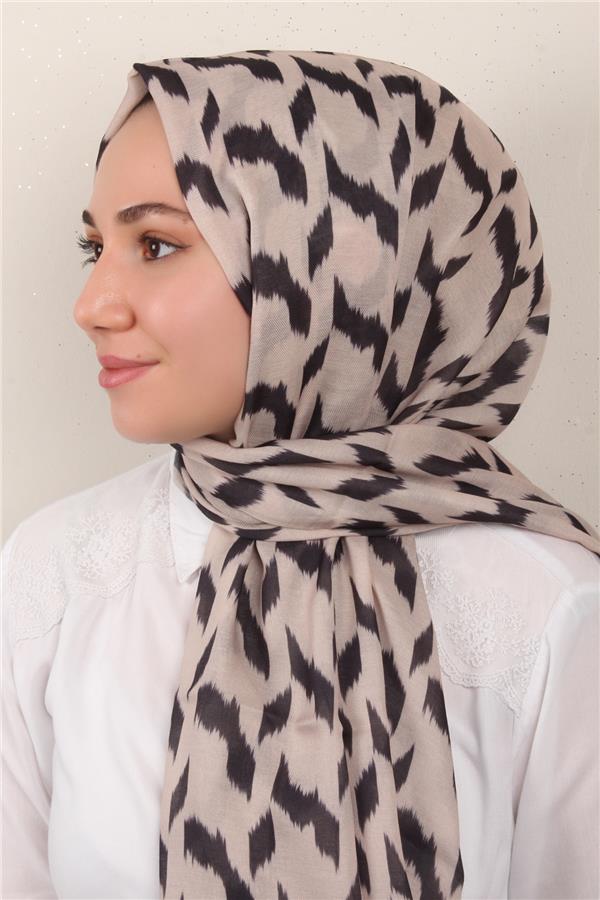 Soft Touch Şal 2776-19  Siyah-Bej 