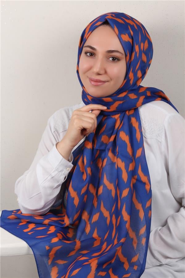 Soft Touch Şal 2776-2 Saks-Turuncu