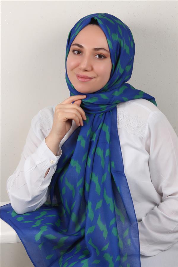 Soft Touch Şal 2776-25 Saks-Yeşil
