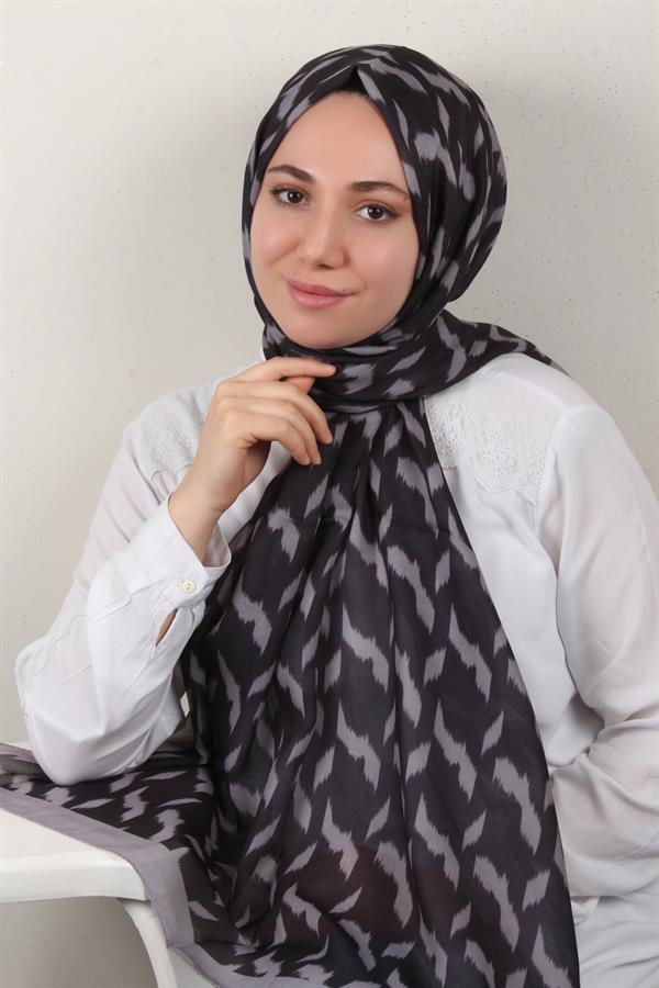 Soft Touch Şal 2776-26 Gri-Siyah