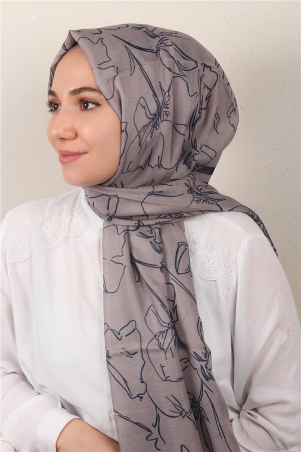 Soft Touch Şal 2777-12 Lacivert-Kül