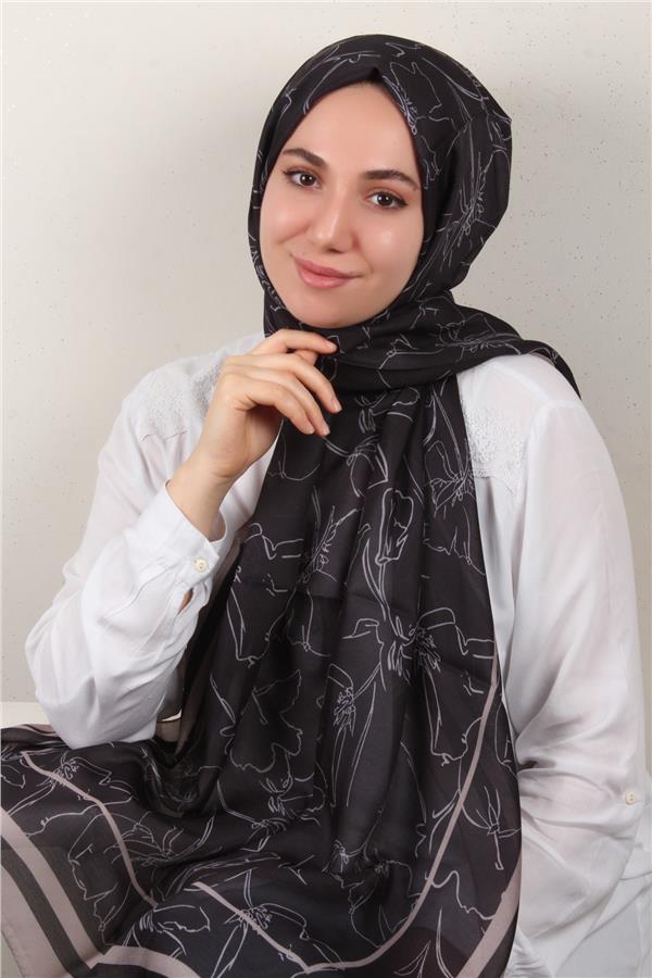 Soft Touch Şal 2777-19 Siyah-Vizon