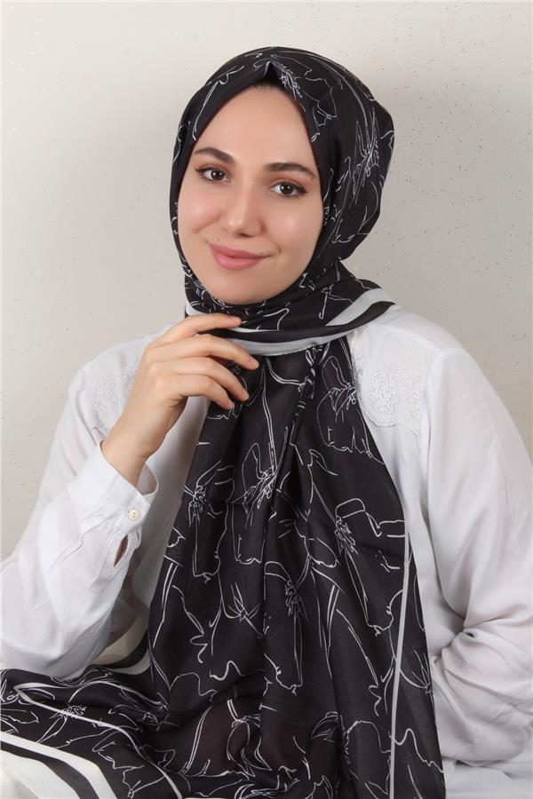 Soft Touch Şal 2777-4 Siyah-Beyaz