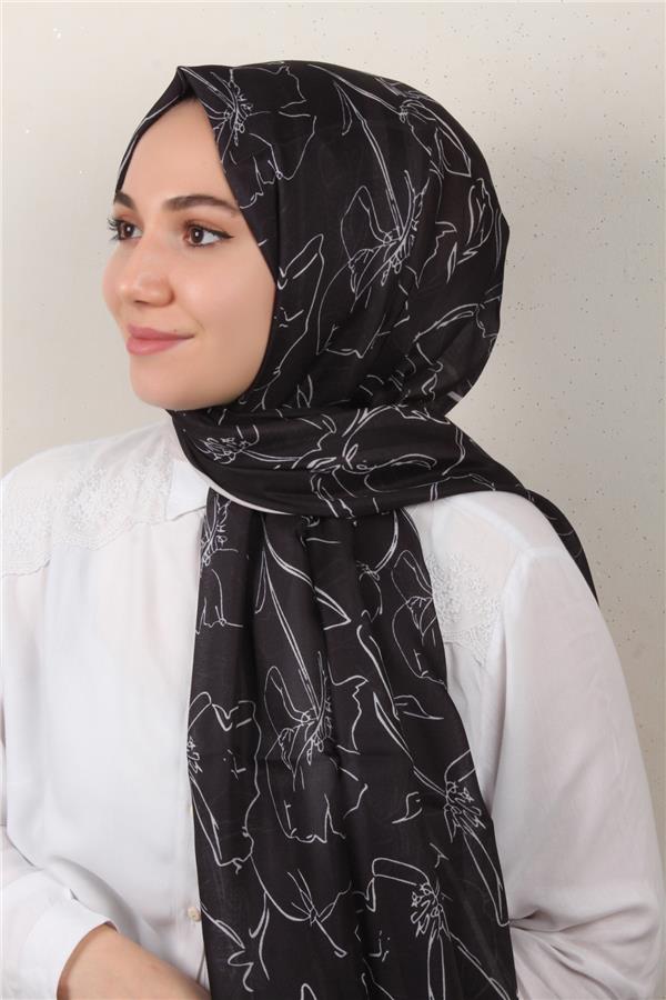 Soft Touch Şal 2777-6 Siyah-Taş