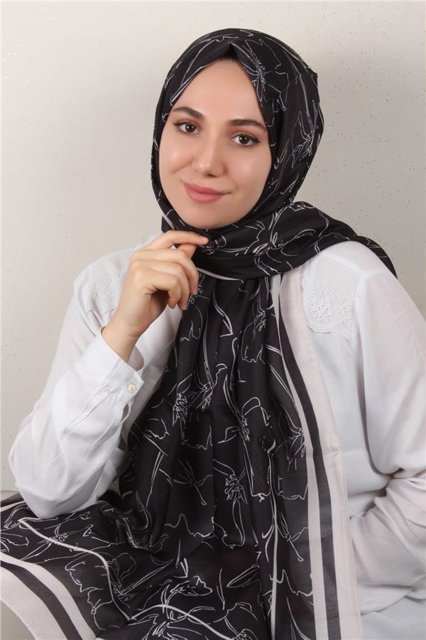Soft Touch Şal 2777-6 Siyah-Taş