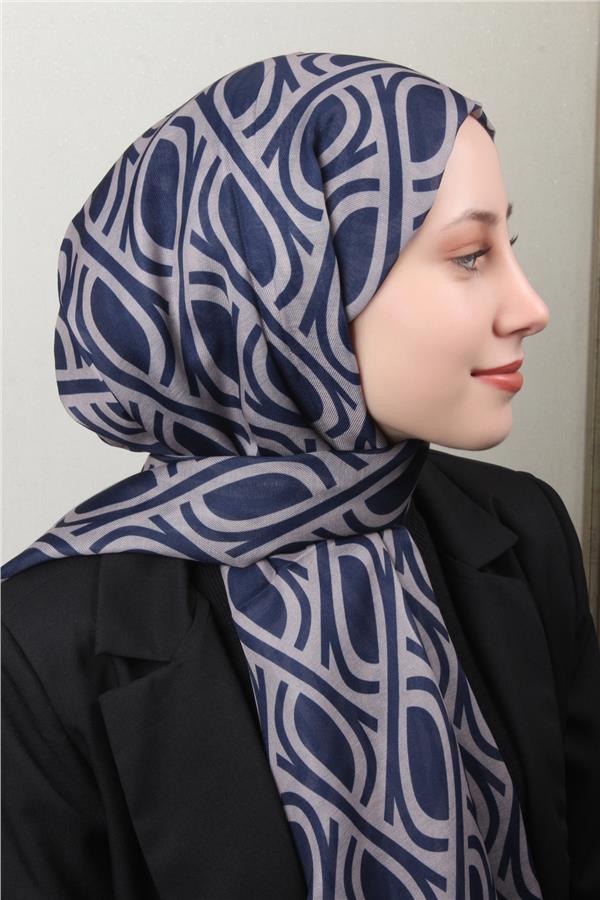 Soft Touch Şal 2778-14 Lacivert-Gri