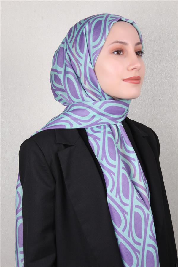 Soft Touch Şal 2778-17 Lila-Su Mavisi