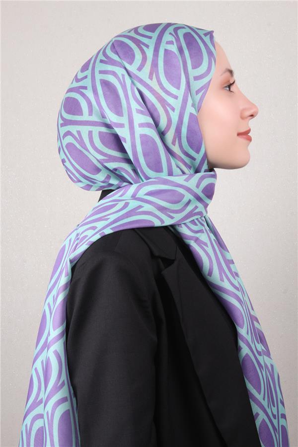 Soft Touch Şal 2778-17 Lila-Su Mavisi