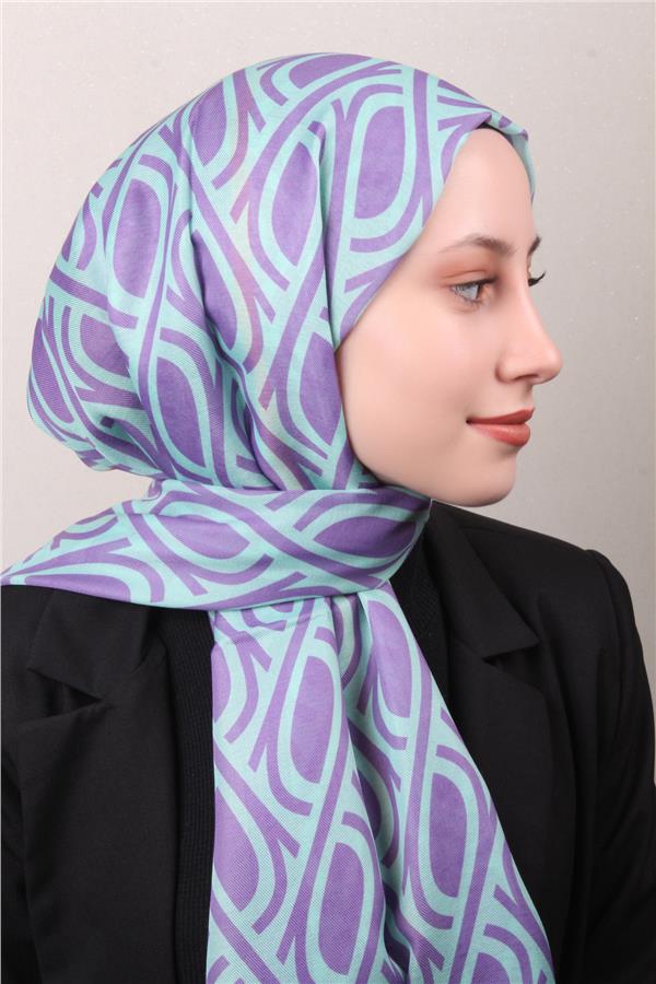 Soft Touch Şal 2778-17 Lila-Su Mavisi