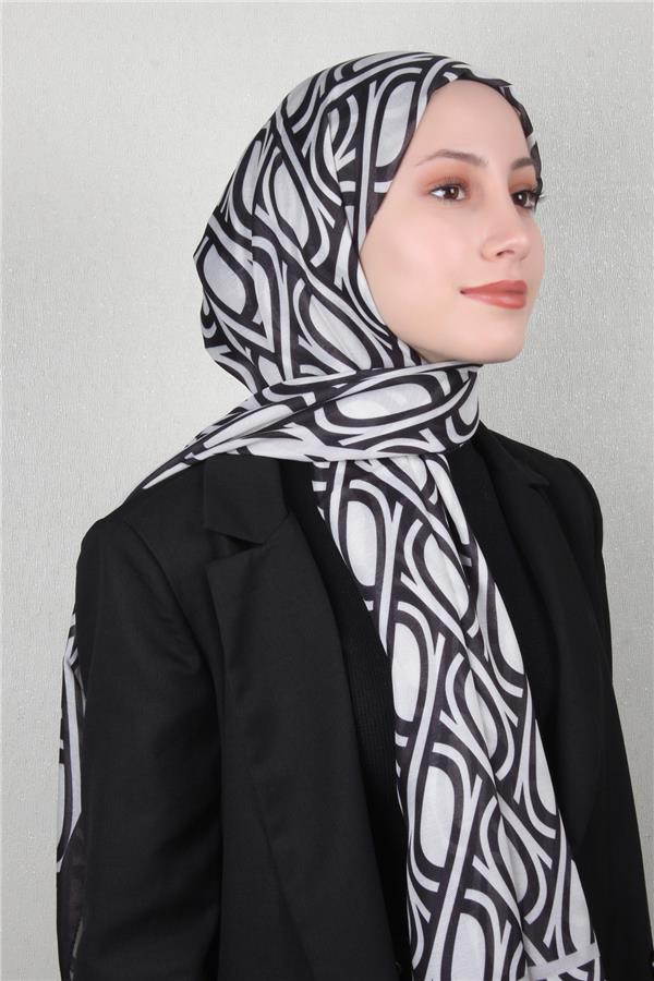Soft Touch Şal 2778-19 Siyah-Beyaz