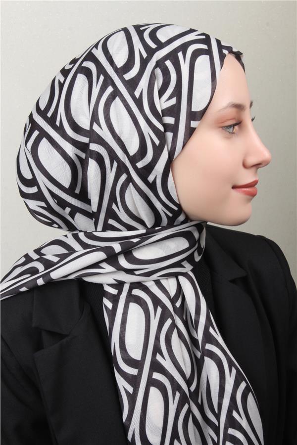 Soft Touch Şal 2778-19 Siyah-Beyaz