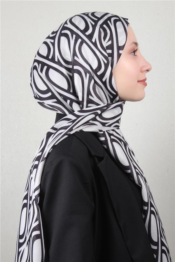 Soft Touch Şal 2778-19 Siyah-Beyaz