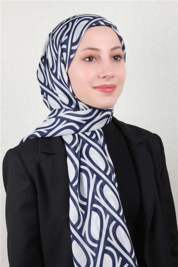 Soft Touch Şal 2778-23 Lacivert-Beyaz