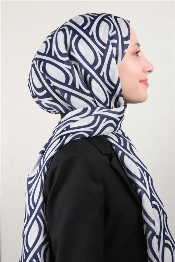 Soft Touch Şal 2778-23 Lacivert-Beyaz