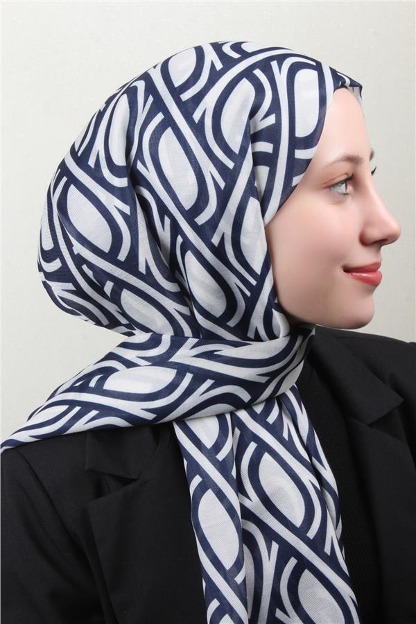 Soft Touch Şal 2778-23 Lacivert-Beyaz