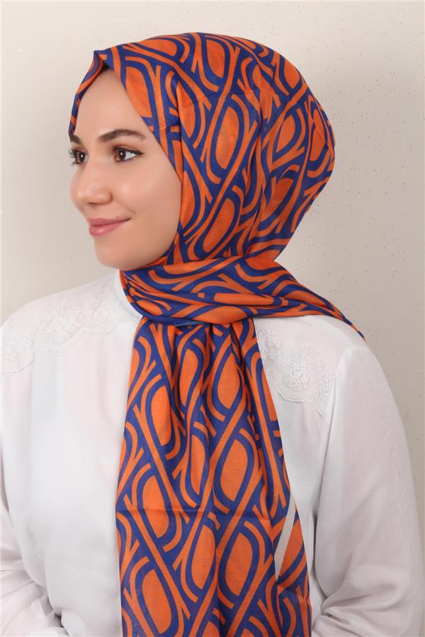 Soft Touch Şal 2778-3 Saks-Turuncu