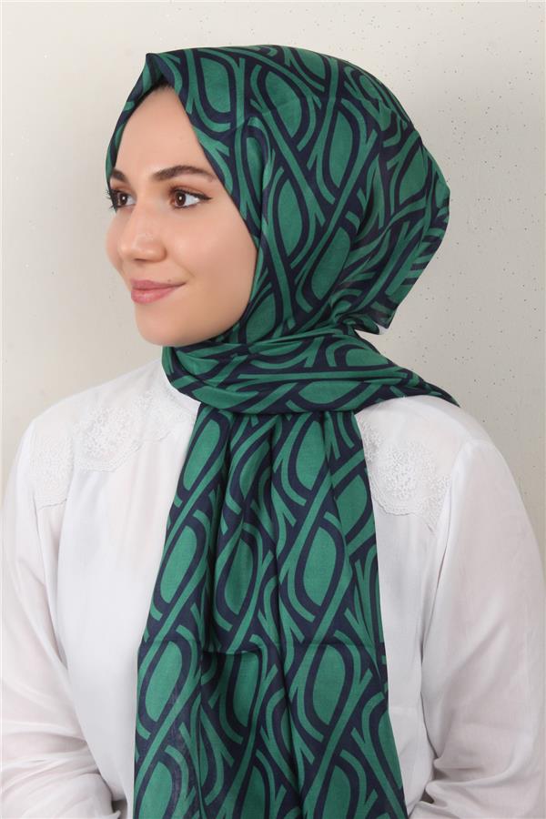Soft Touch Şal 2778-4 Lacivert-Yeşil