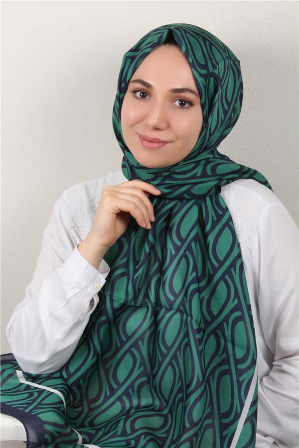 Soft Touch Şal 2778-4 Lacivert-Yeşil