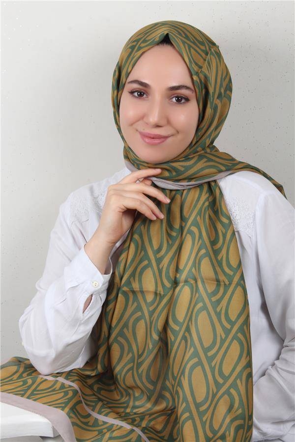 Soft Touch Şal 2778-5 Yeşil-Hardal